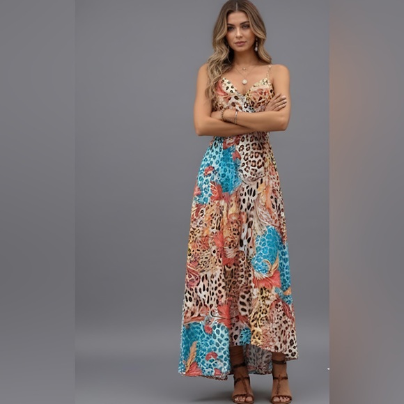 Leopard Print Cami Maxi Dress - Picture 1 of 9